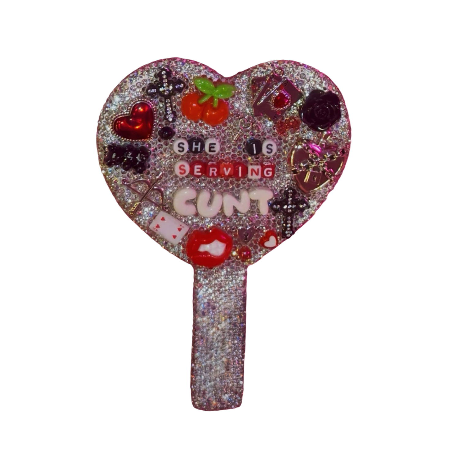 RHINESTONE HANDHELD MIRROR